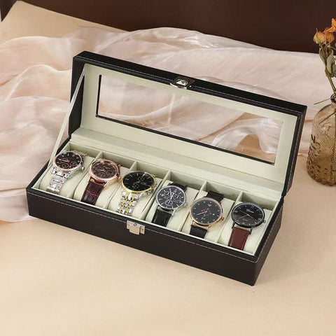 6 Slot Leather Watch Organizer Box